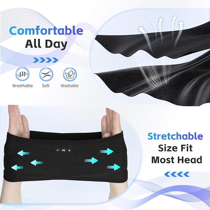 Sleep Headphones Bluetooth 6.0 Headband, 20Hr Headband Headphones - Image 5