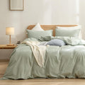 BESTOUCH Duvet Cover Set 100% Washed Cotton Linen Feel Super Soft Comfortable by BESTOUCH