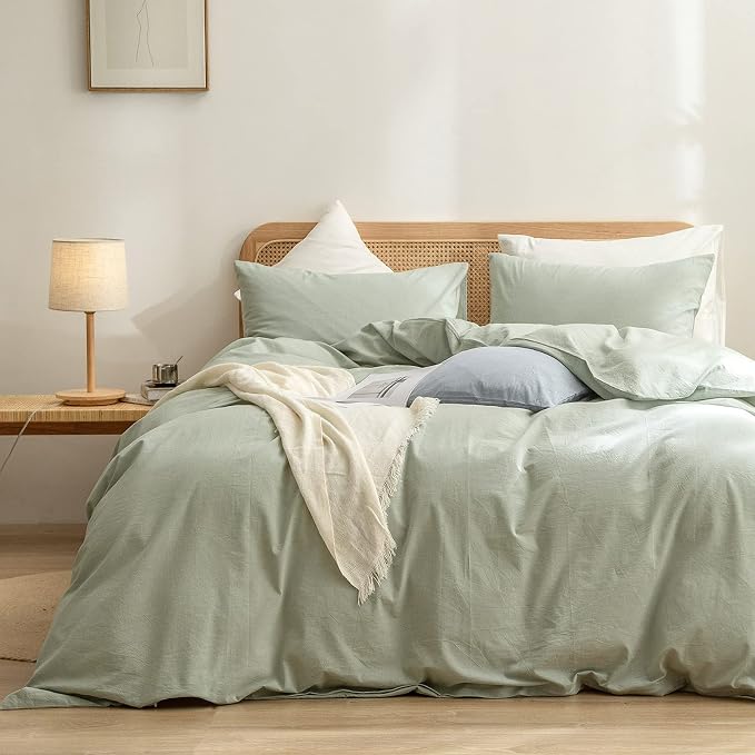 BESTOUCH Duvet Cover Set 100% Washed Cotton Linen Feel Super Soft Comfortable by BESTOUCH