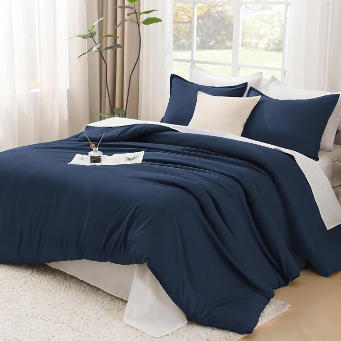Litanika Navy Blue Twin/Twin XL Comforter Set, 2 Pieces Lightweight Solid by Litanika