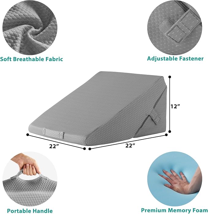 Bedluxe Wedge Pillow for Sleeping, Adjustable 9&12 Inch Foldable Bed Wedge - Image 6