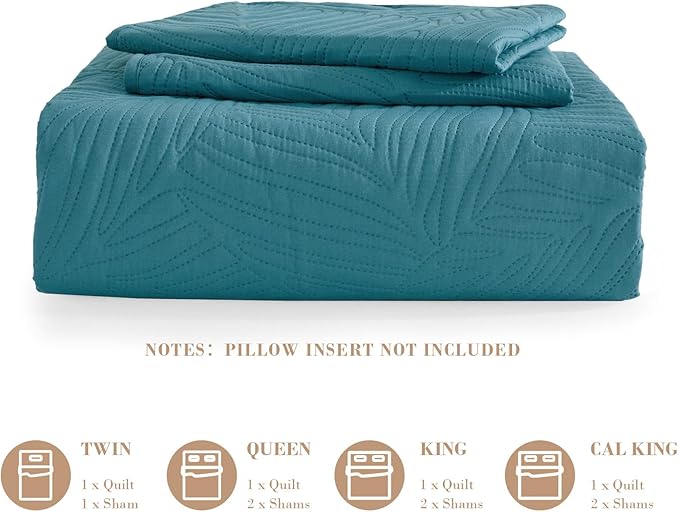 Exclusivo Mezcla California King Quilt Bedding Set, Lightweight Teal Quilts Cal - Image 6