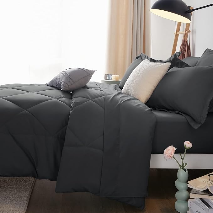 CozyLux Full Size Comforter Sets Dark Grey - Image 9