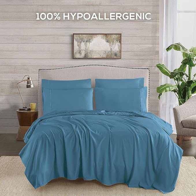 Mueller Luxury 6 PC Full Size Bed Sheets, Super Soft 1800, Deep Pocket up to - Image 5