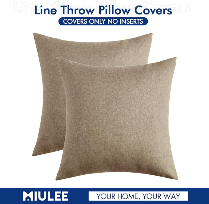 MIULEE Pack of 2 Decorative Outdoor Solid Waterproof Throw Pillow Covers Faux - Image 6