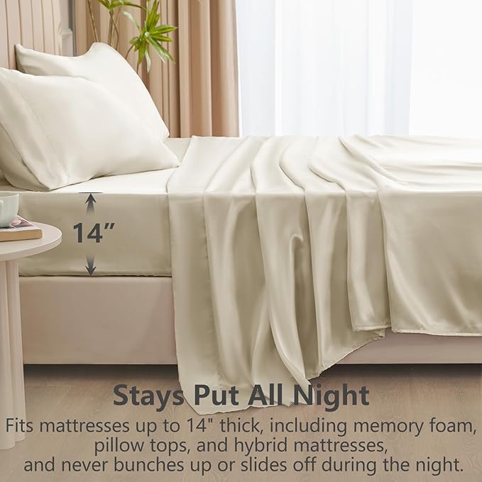 CozyLux Satin Sheets Queen Size Bed Set - Image 4