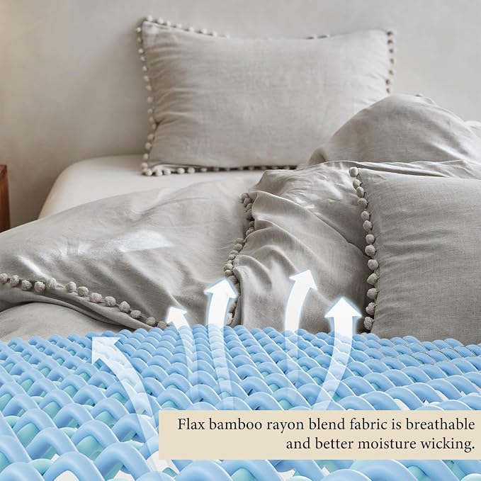 Simple&Opulence French Linen Blended Duvet Cover King, Flax Viscose Derived - Image 5