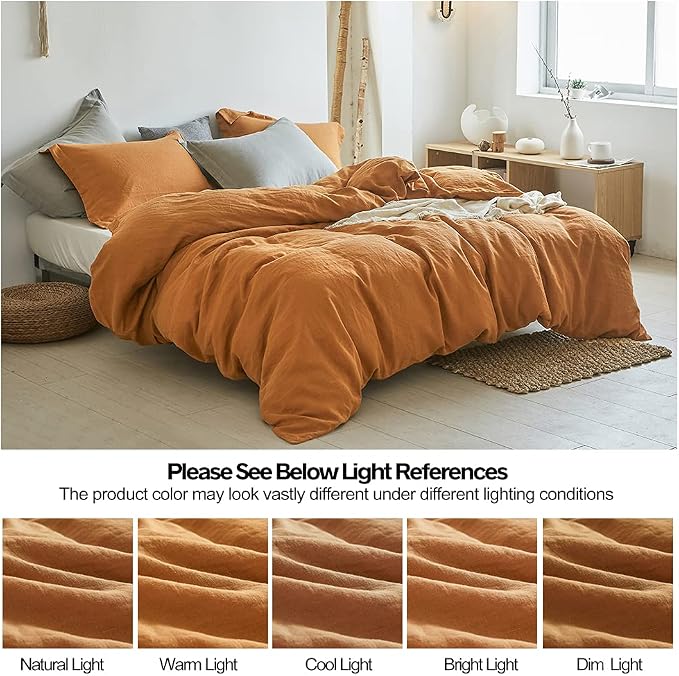 Simple&Opulence 100% Linen Duvet Cover Set 3pcs Basic Style Natural French - Image 6