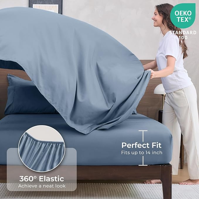 HEVUMYI Dusty Blue Cali-King Comforter Set - Image 5