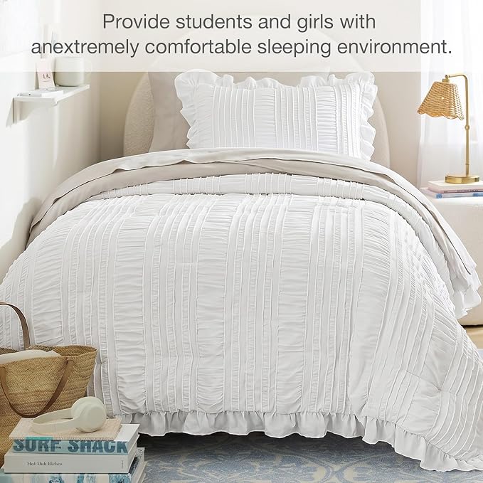 WONGS BEDDING Comforter Full Size, Soft Seersucker Textured Bedding Set Full - Image 5