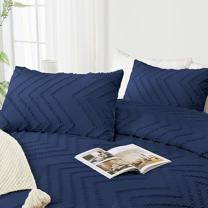 Andency Navy Blue Oversized Queen Comforter Set, Boho Soft Warm Bedding - Image 4
