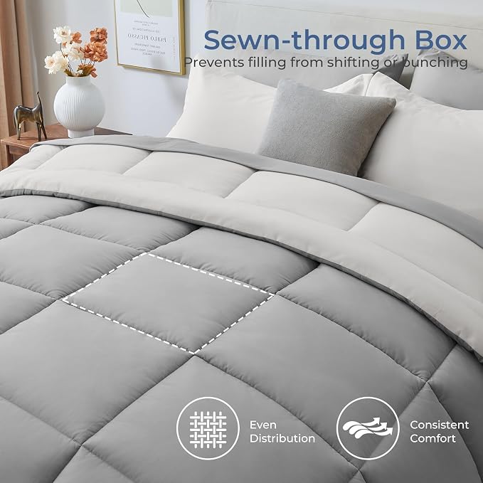 Sasttie Twin Comforter Set, 5 Pieces Reversible Bed in a Bag Twin, Complete - Image 3