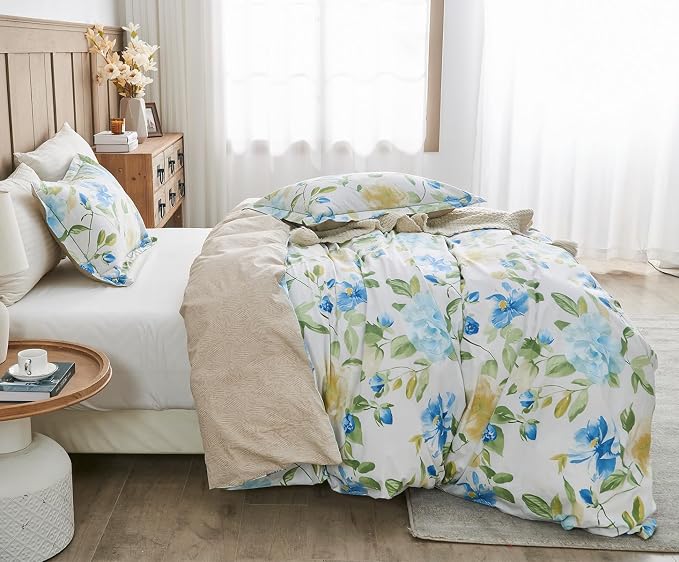 SLEEPBELLA Duvet Cover King, 600 Thread Count Cotton 3pcs Bedding Set Blue - Image 3