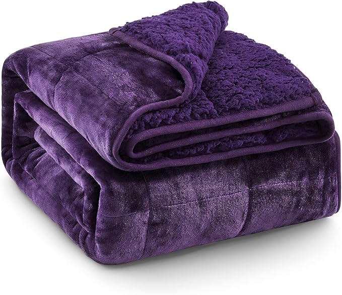 Super Fuzzy Soft Sherpa Fleece Weighted Blankets, 15 lbs Dual Sided Fluffy by EazfyPro