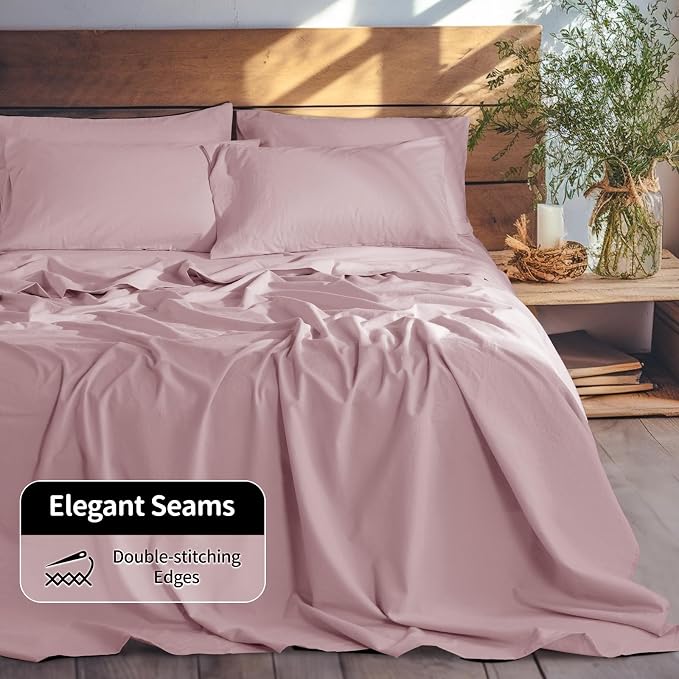 LBRO2M 100% Pure Linen Sheet Set Deep Pocket Up to 16" Bed Sheets Sets - Image 7