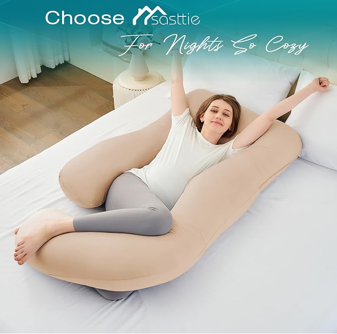 Sasttie Pregnancy Pillows for Sleeping, U Shaped Cooling Full Body Pillow - Image 5