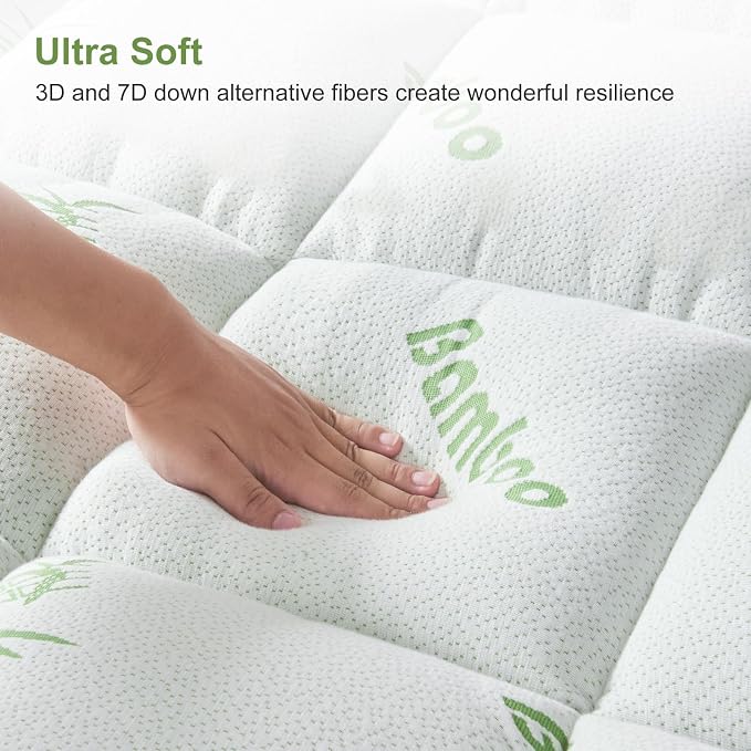 Twin XL Size Mattress Topper Viscose Derived from Bamboo, Soft Thick Pillow Top - Image 9