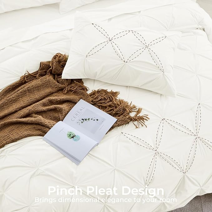 Sasttie Full Size Comforter Set, 7-Piece Bed in a Bag, Pintuck Bedding Set - Image 4