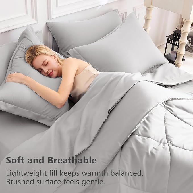 CozyLux King Size Comforter Set French Grey - Image 3