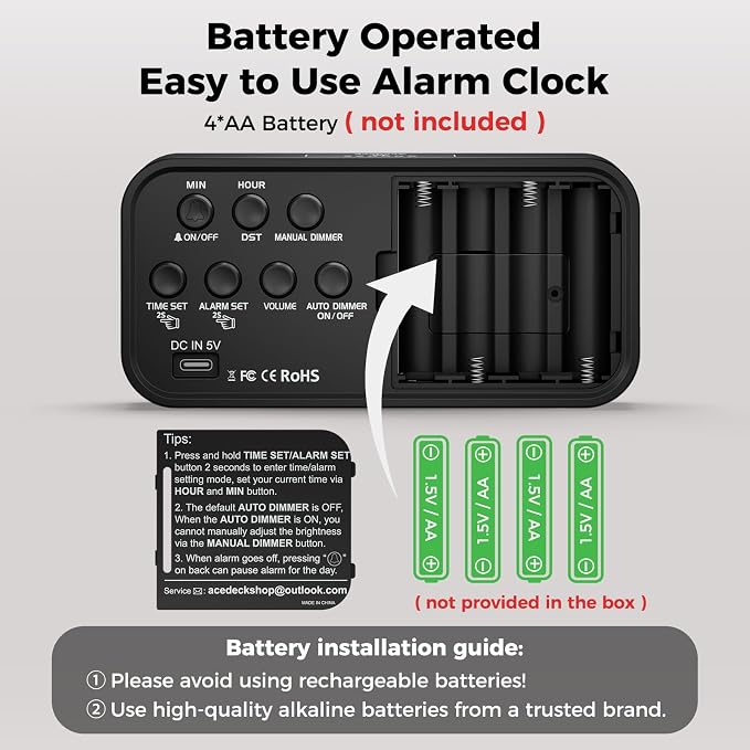 Acedeck Battery Operated Digital Clock: Cordless Small Alarm Clock - Image 4