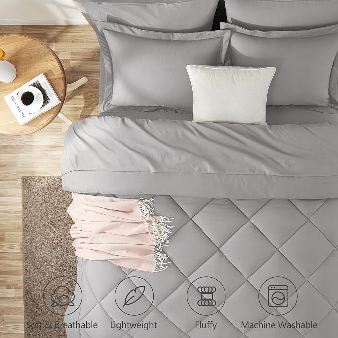 CozyLux King Size Comforter Set French Grey - Image 2