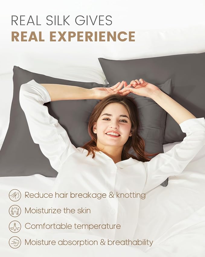 THXSILK 100% Mulberry Silk Pillowcase, 6A+ High-Grade Fibers Silk Pillowcase - Image 3