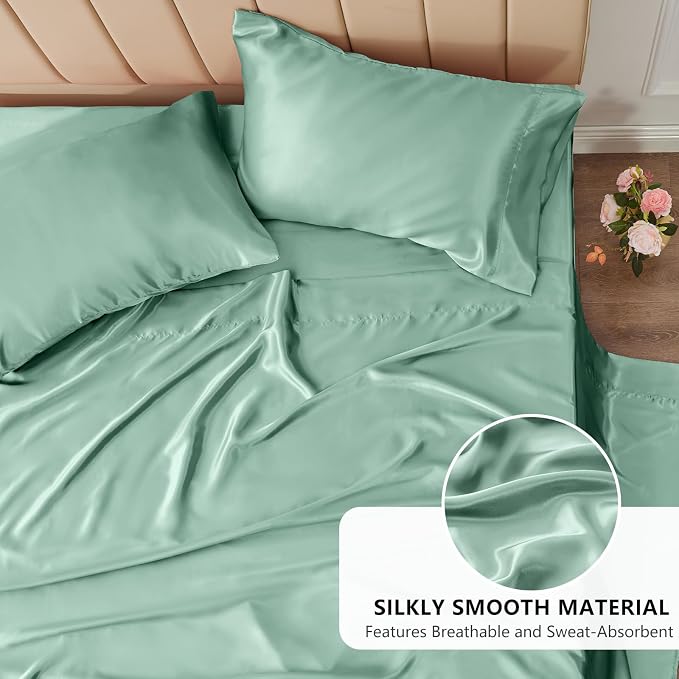 CozyLux Satin Sheets King Size Sheet Set - Image 3