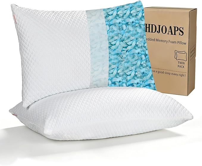 Cooling Pillow for Sleeping Queen Size Set of 2, Shredded Memory Foam Pillows by Unknown