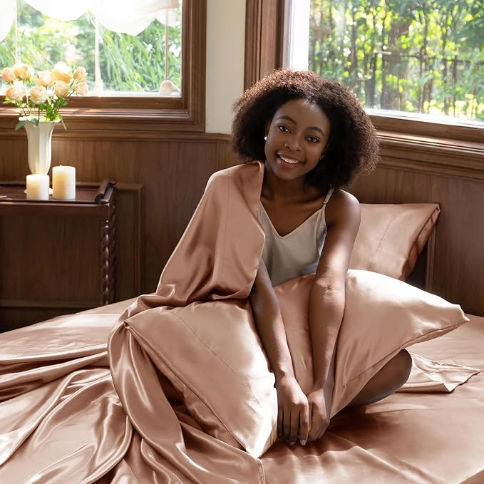 CozyLux Satin Sheets Queen Size Bed Set - Image 5