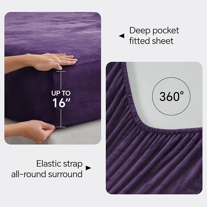 BEDELITE Flannel Sheets Full Size Purple - Image 4