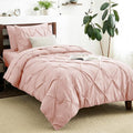 CozyLux Twin XL Comforter Set Peach Pink, 5 Pieces Twin Extra Long Pintuck Bed by CozyLux