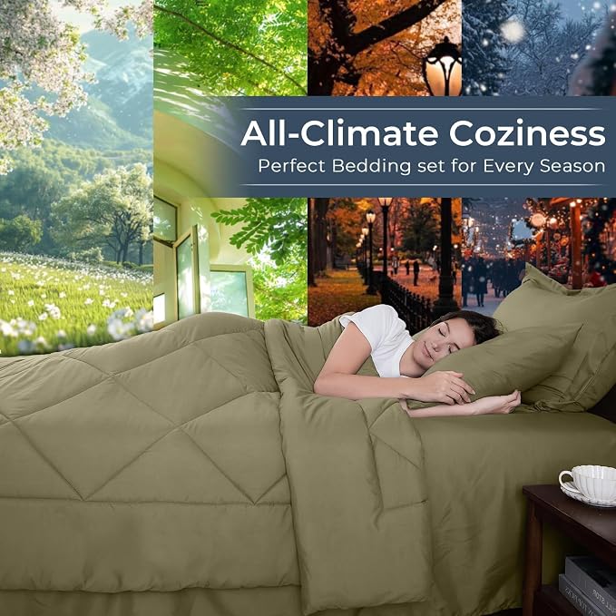 HEVUMYI Olive Green Twin Comforter Set - Image 3