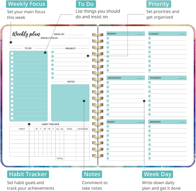 Undated Weekly Planner, Weekly To Do List Notebook - Image 2
