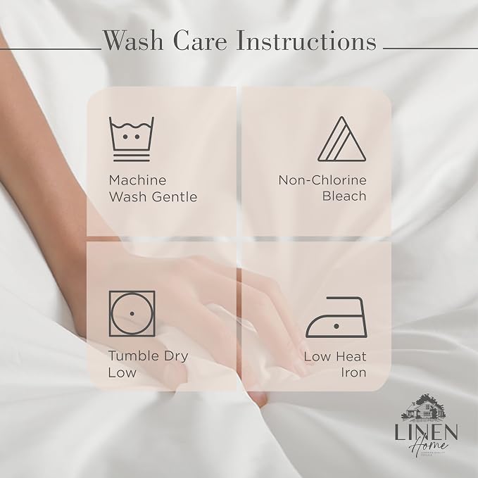 Linen Home 100% Cotton Percale Sheets Full Size, Sand Shell, Deep Pocket - Image 5