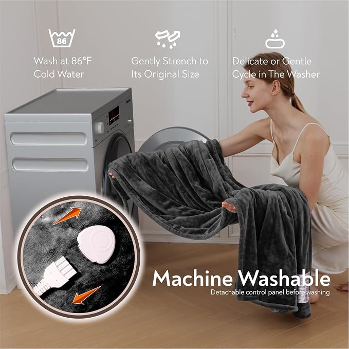 Wapaneus Foot Pocket Heated Blanket Electric Throw - Image 5