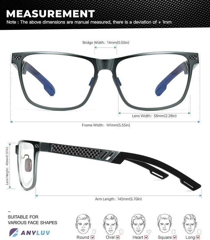 ANYLUV Blue Light Blocking Glasses Men Computer Gaming Glasses Lightweight - Image 5