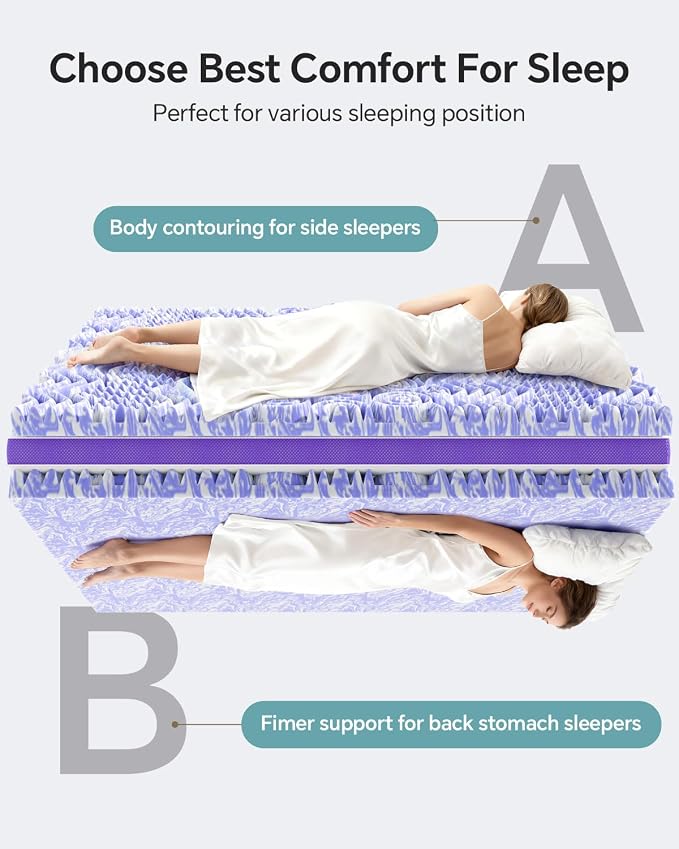 ChiXpace Dual Layer 4 Inch Memory Foam Mattress Topper Queen - Image 4
