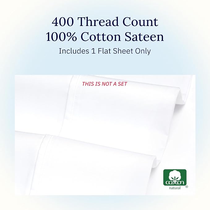California Design Den Cal King Size Flat Sheet, Soft 400 Thread Count 100% - Image 5