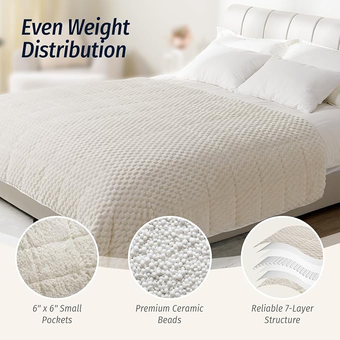 Wemore Fleece Weighted Blanket for Adults, Dual Sided Cozy Soft Sherpa Heavy - Image 4