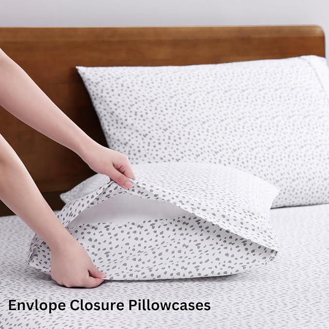 100% Organic Cotton White Full-Sheets Set, 4-Piece Long Staple Percale Weave - Image 5