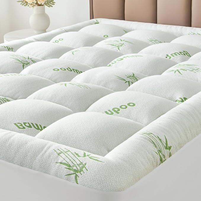 Twin XL Size Mattress Topper Viscose Derived from Bamboo, Soft Thick Pillow Top by SurChic