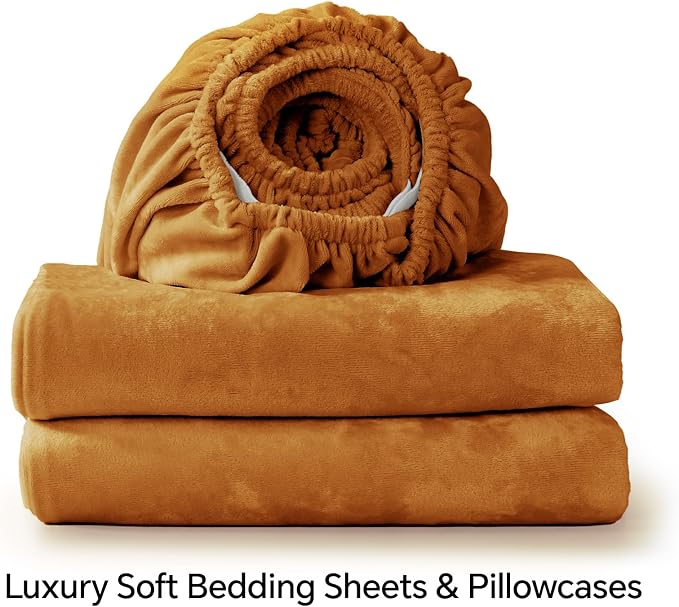 BEDELITE Velvet Fitted Sheet and Pillowcases Set, Luxury Soft Fuzzy Bottom Sheet - Image 8
