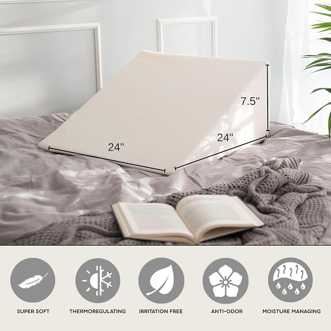 Bamboo Viscose Top Layer Wedge Pillow Case Cover 24" L x 24" W x 7.5" H - Image 4