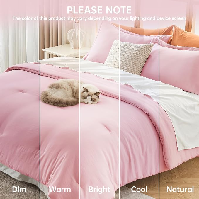 MUXHOMO Pink Twin/Twin XL Comforter Set, All Season Ultra Soft Down Alternative - Image 9