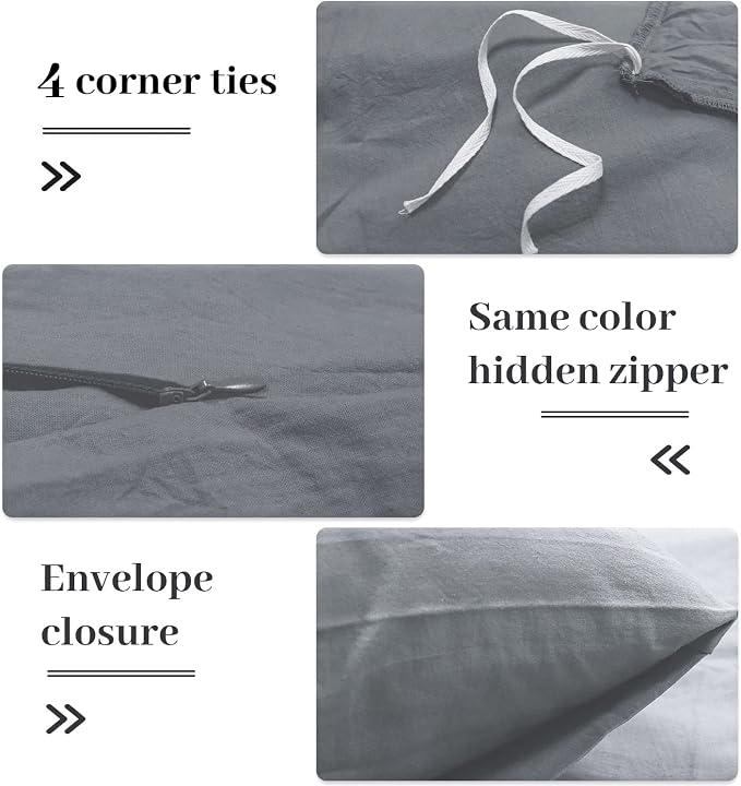 NEXHOME PRO Cotton Duvet Cover Queen Size Linen Look Textured Organic Natural - Image 5