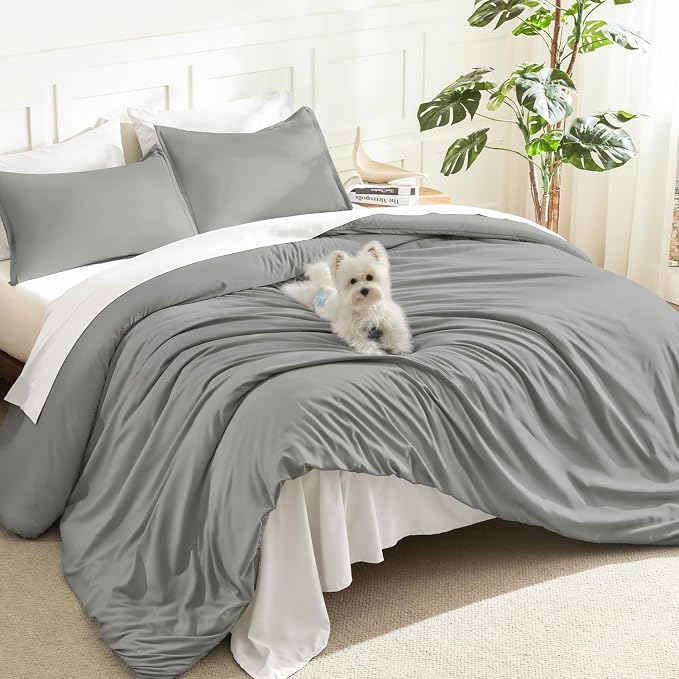 Litanika Comforters Medium Gray Oversized Queen Size, 3 Pieces Lightweight by Litanika