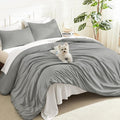 Litanika Comforters Medium Gray Oversized Queen Size, 3 Pieces Lightweight by Litanika