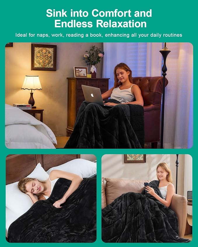 Super Fuzzy Soft Sherpa Fleece Weighted Blanket, 20 lbs Dual Sided Fluffy Heavy - Image 4