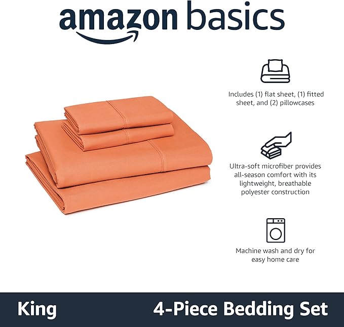 Amazon Basics Lightweight Microfiber 4-Piece Bed Sheet Set - Image 2