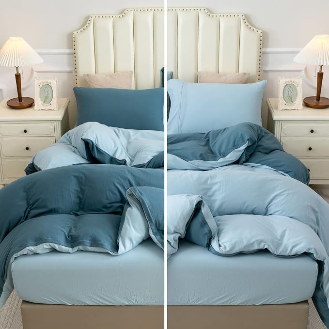 PURE ERA Jersey Knit Duvet Cover Set 100% T-Shirt Cotton Super Soft Comfy 3pc - Image 4